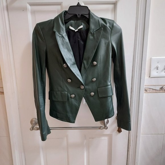 Veronica Beard Jackets & Blazers - Veronica Beard Cooke Leather Green Jacket  Blazer